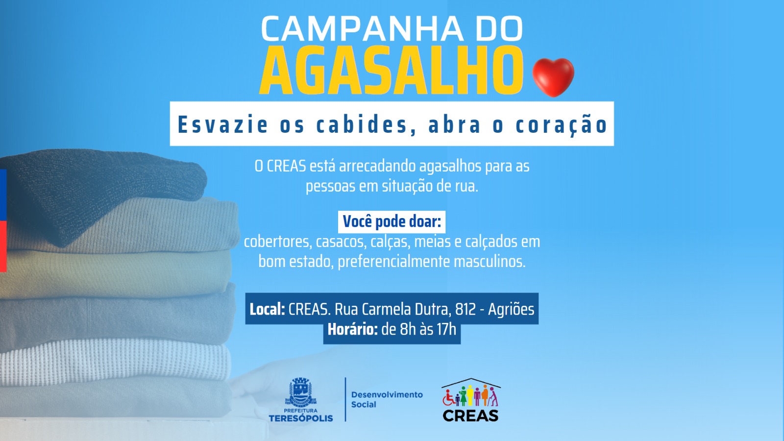 Campanha do agasalho CREAS 2023 Teresópolis